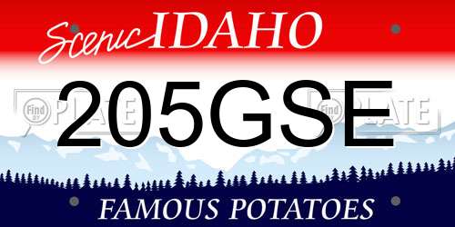 205GSE Idaho License Plate