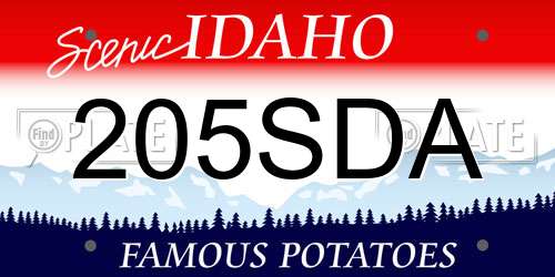 205SDA Idaho License Plate