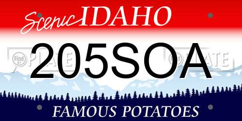 205SOA Idaho License Plate