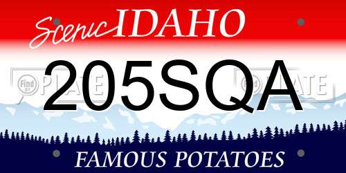 205SQA Idaho License Plate