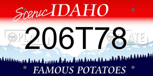 206T78 Idaho License Plate