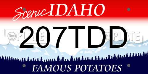 207TDD Idaho License Plate
