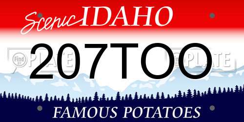 207TOO Idaho License Plate