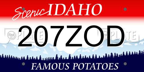 207ZOD Idaho License Plate