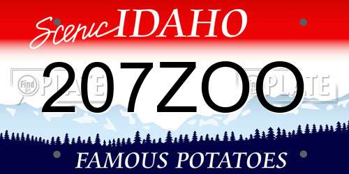 207ZOO Idaho License Plate