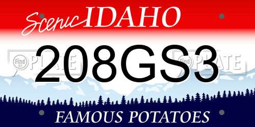 208GS3 Idaho License Plate