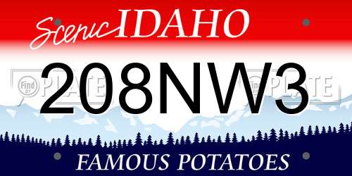 208NW3 Idaho License Plate