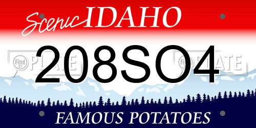 208SO4 Idaho License Plate