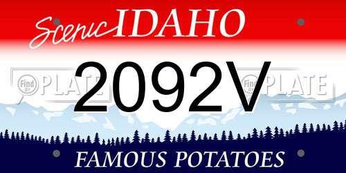 2092V Idaho License Plate