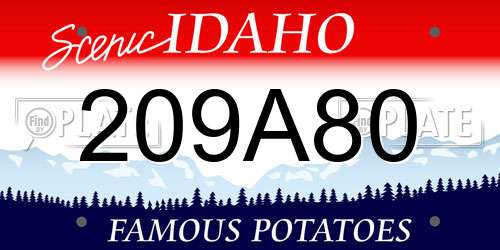 209A80 Idaho License Plate