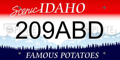 209ABD Idaho License Plate