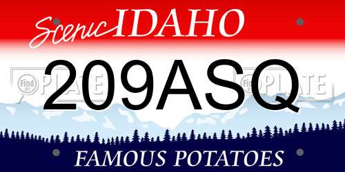 209ASQ Idaho License Plate
