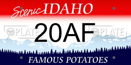 20AF Idaho License Plate