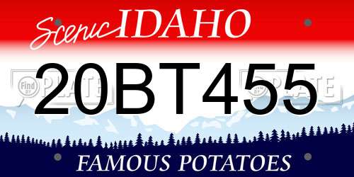 20BT455 Idaho License Plate