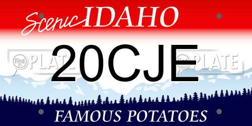 20CJE Idaho License Plate