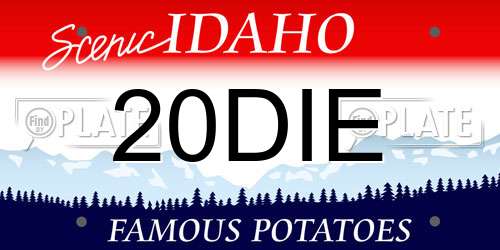 20DIE Idaho License Plate