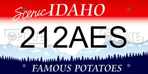 212AES Idaho License Plate