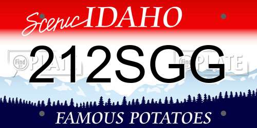 212SGG Idaho License Plate