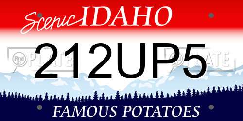 212UP5 Idaho License Plate