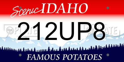 212UP8 Idaho License Plate