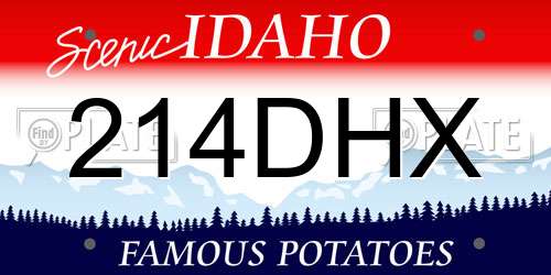 214DHX Idaho License Plate
