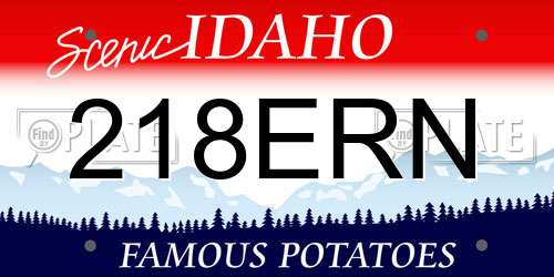 218ERN Idaho License Plate