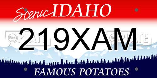 219XAM Idaho License Plate