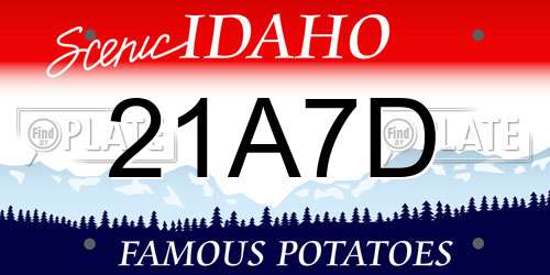 21A7D Idaho License Plate