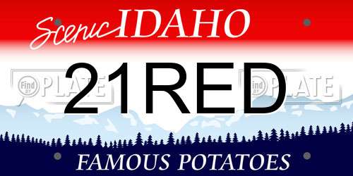 21RED Idaho License Plate