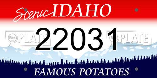 22031 Idaho License Plate