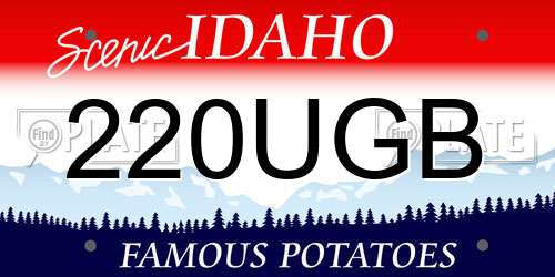 220UGB Idaho License Plate