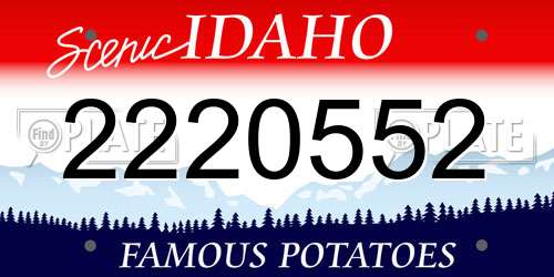 2220552 Idaho License Plate