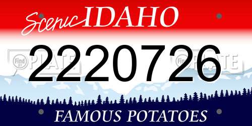 2220726 Idaho License Plate