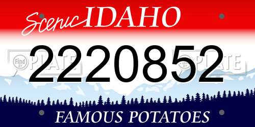 2220852 Idaho License Plate