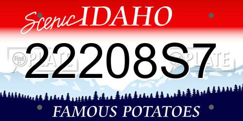 22208S7 Idaho License Plate