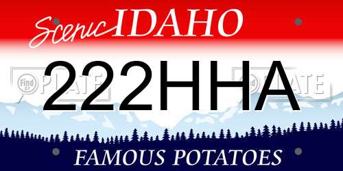 222HHA Idaho License Plate