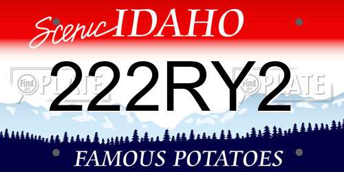 222RY2 Idaho License Plate