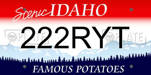222RYT Idaho License Plate
