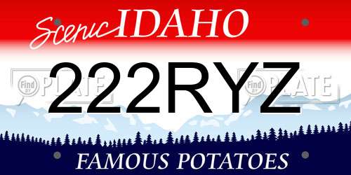 222RYZ Idaho License Plate