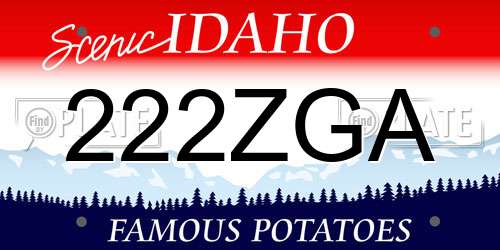 222ZGA Idaho License Plate