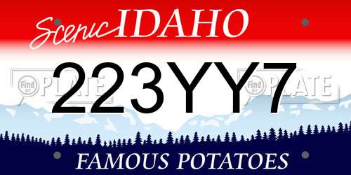 223YY7 Idaho License Plate