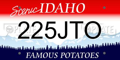 225JTO Idaho License Plate