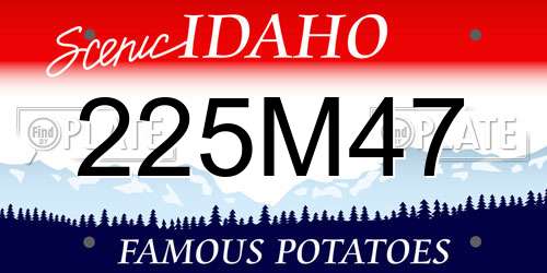 225M47 Idaho License Plate