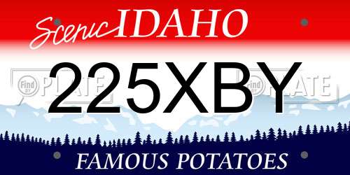 225XBY Idaho License Plate