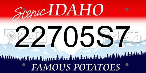 22705S7 Idaho License Plate