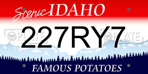 227RY7 Idaho License Plate