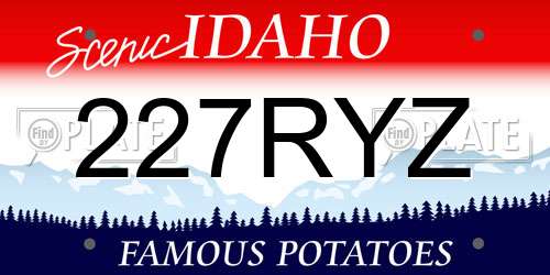 227RYZ Idaho License Plate