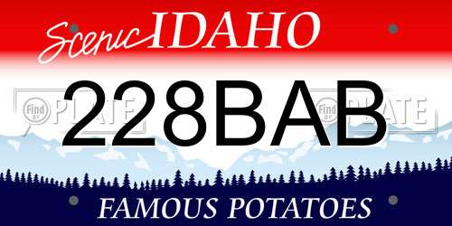 228BAB Idaho License Plate