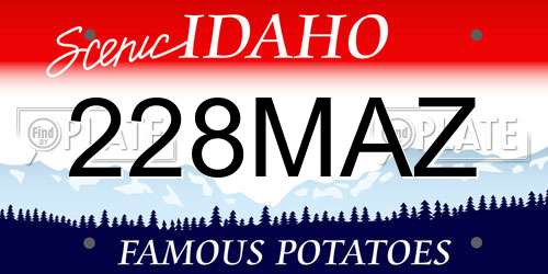 228MAZ Idaho License Plate
