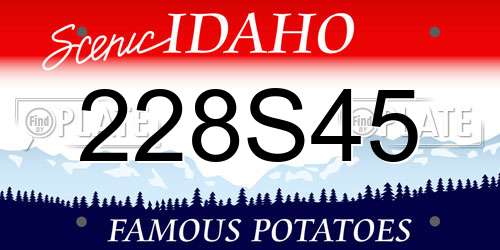 228S45 Idaho License Plate